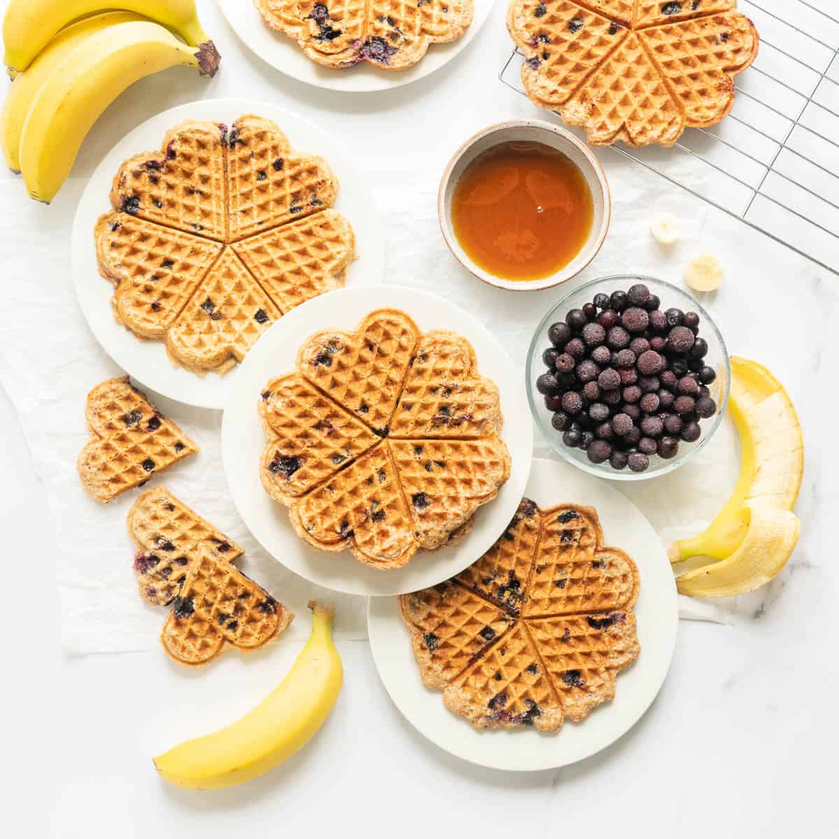 Gesundes Waffelrezept - Bananen & Heidelbeere