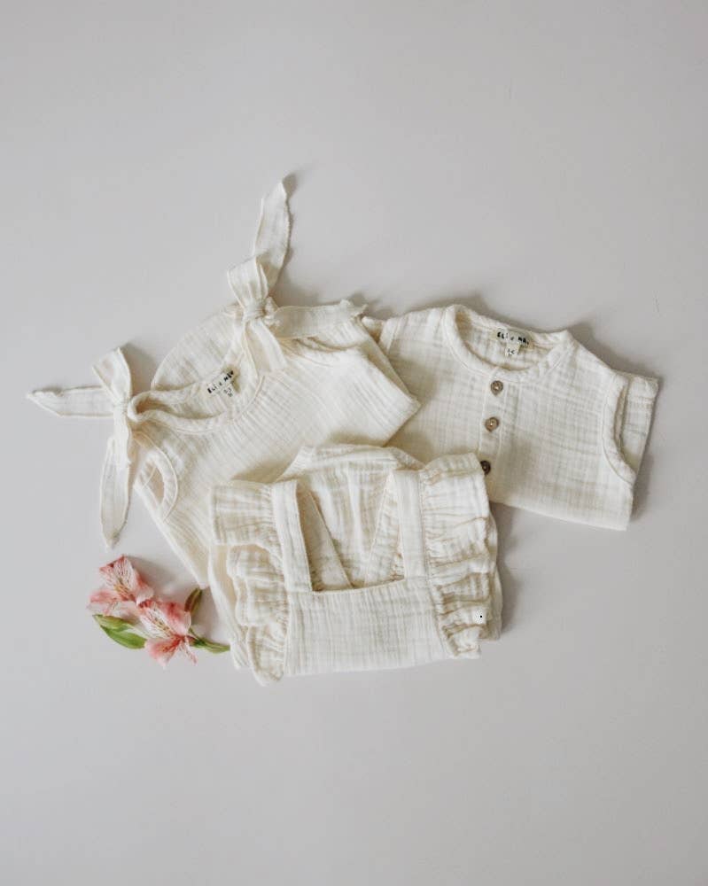NORA Strampler - Sommer-Bodysuit aus Musselin für Babys aus 100% Baumwolle