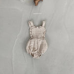 Yoru Check Dungarees Bodysuit Bebe Holic