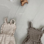 Yoru Check Dungarees Bodysuit Bebe Holic